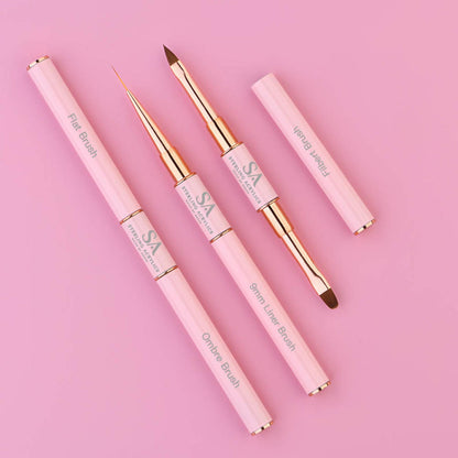 5 PCS Double-Sided Liner Brush and 3D Art Set Light Pink💕