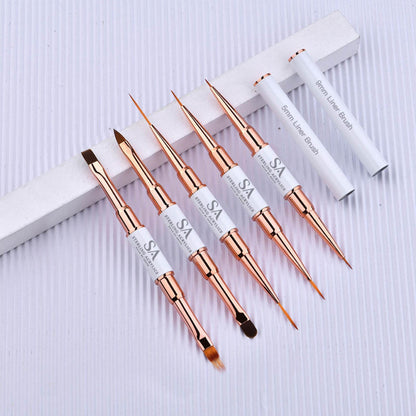 5 PCS Double-Sided Liner Brush and 3D Art Set  White & Rose Gold 💕