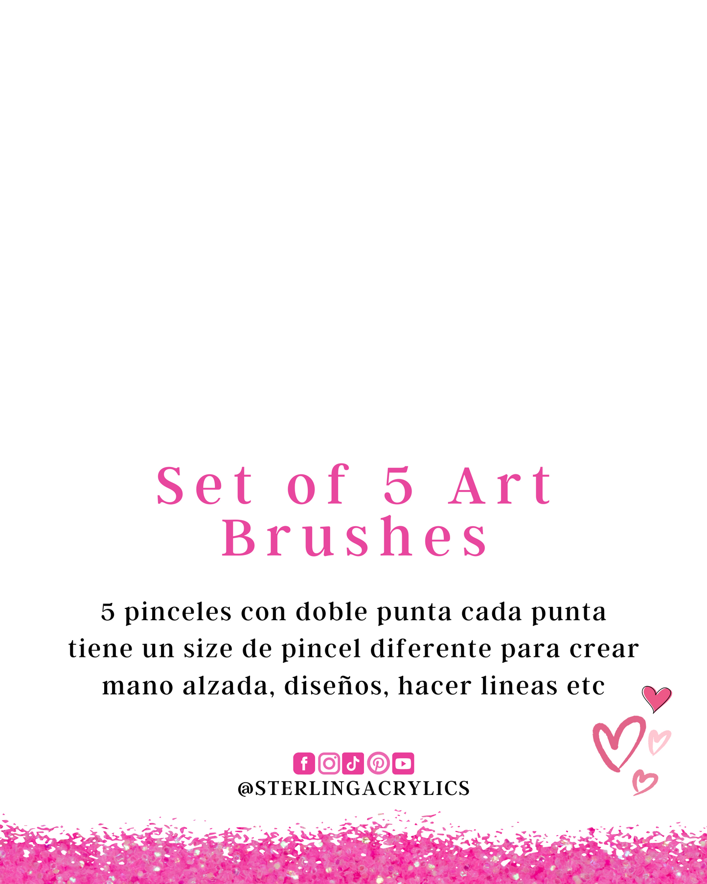 5 PCS Double-Sided Liner Brush and 3D Art Set Pink 💕